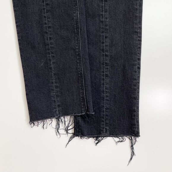PAIGE Sarah Slim Leg High Rise Ankle Jean Zip Pockets Raw Hem Virgo Black 27 - Picture 5 of 9